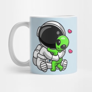 Cute Astronaut Hug Alien Cartoon Mug